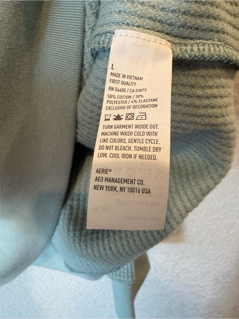 NWT Aerie Sage Green Waffle Knit Hoodie Oversized Pullover Sweatshirt Large - Picture 10 of 12